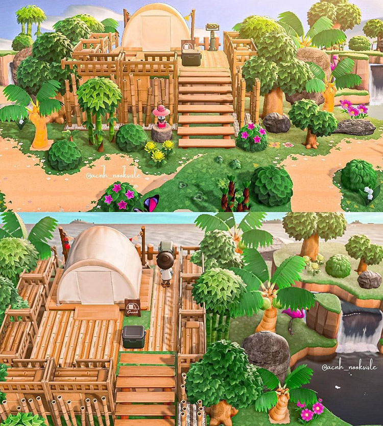 Custom treehouse campsite idea in ACNH