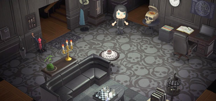 Goth-themed Living Room Design in New Horizons