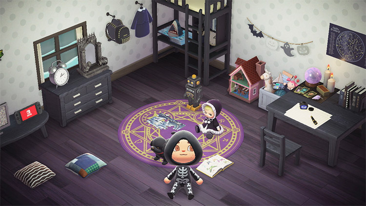 Gothic preschool bedroom design in ACNH