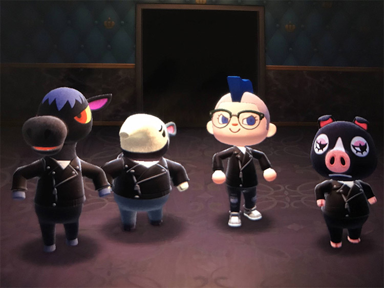 All goth villagers posing in ACNH