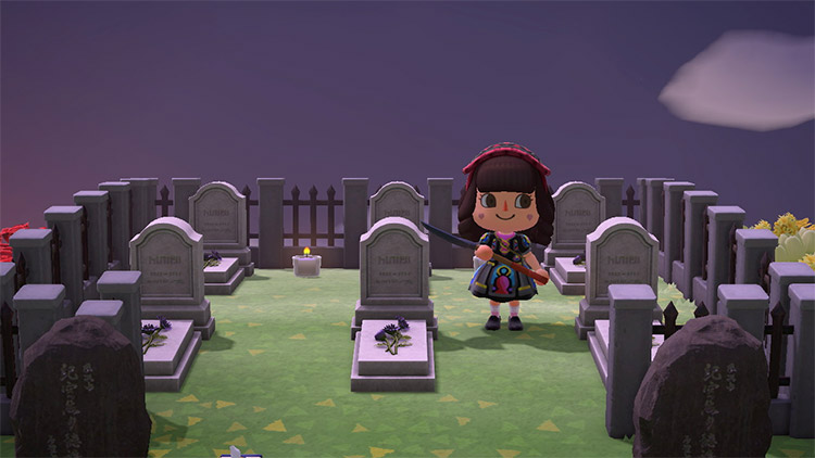 Gothic themed cemetery in ACNH