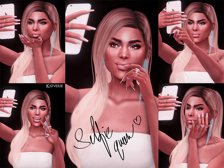 Selfie Queen Pose Pack by katverse Sims 4 CC