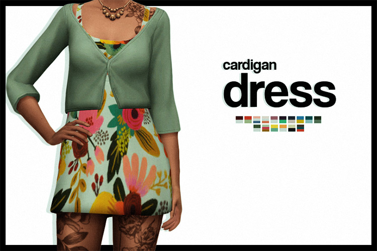 Cardigan Short Dress for Sims 4