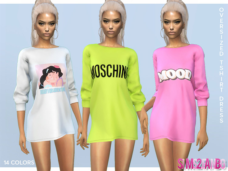 Oversized T-Shirt Dress Sims 4 CC