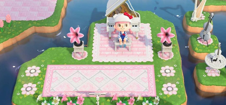 Pink-themed music area in Animal Crossing New Horizons