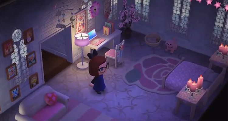 Dark goth room with pink pastels in ACNH