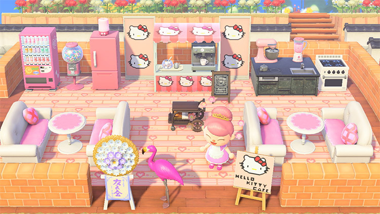 Hello Kitty items in a cafe / ACNH Idea