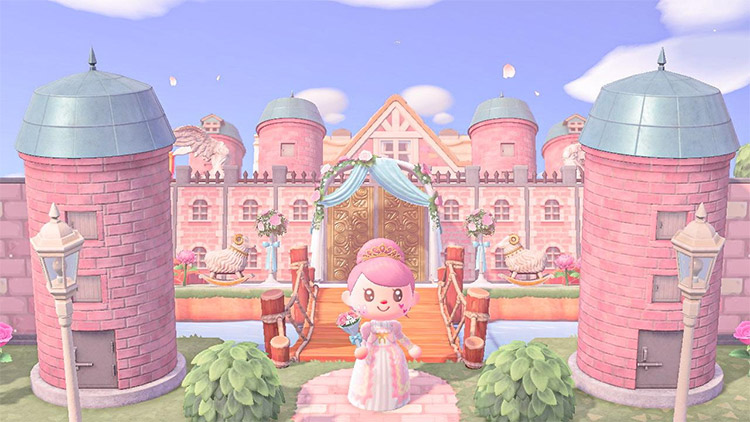 Big pink princess castle in ACNH