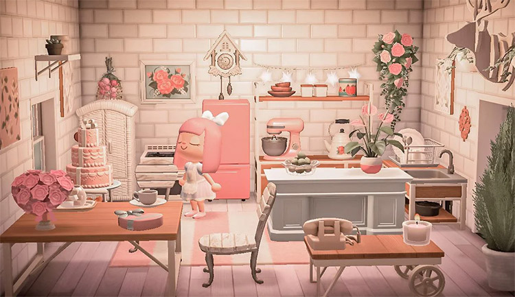 Pink bakery or kitchen interior - ACNH Idea