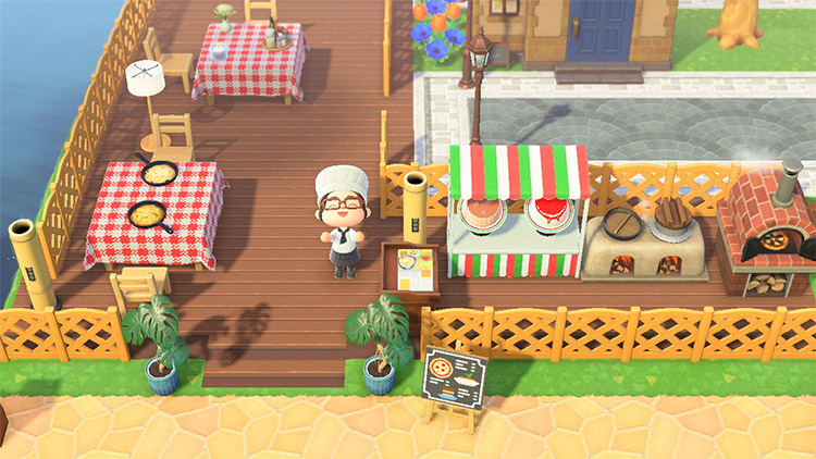 Outdoor Italian restaurant build in ACNH