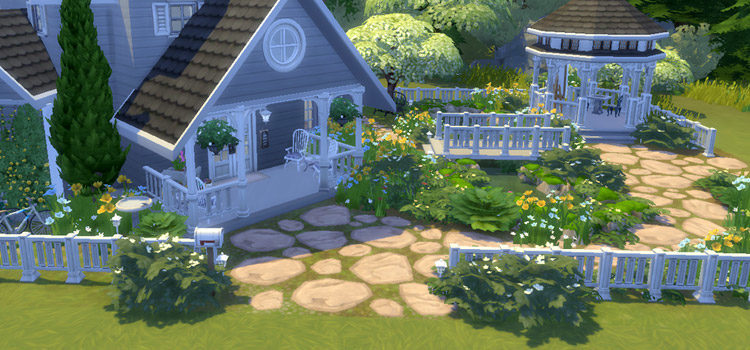 Front yard home with bushes and shrubs in TS4