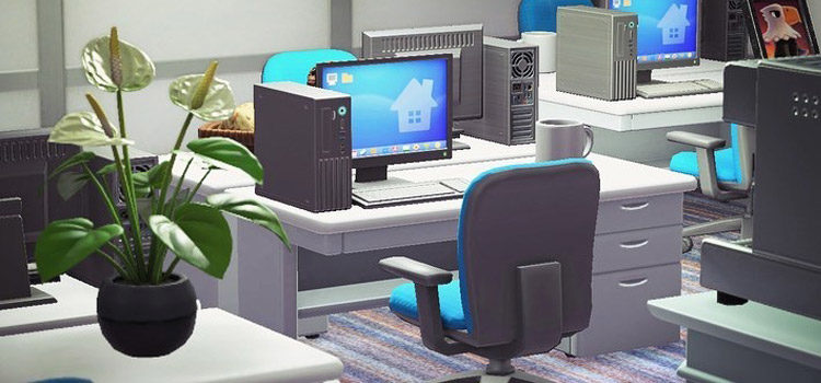 Commercial Office Desk Setup in Animal Crossing: New Horizons