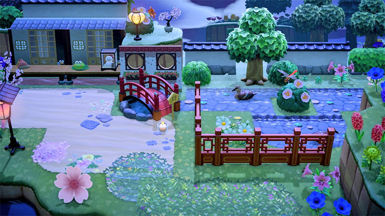 Outdoor Japanese-themed garden with stalls / ACNH Idea