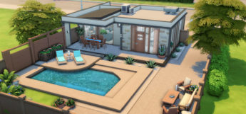 Modern house with pool in summertime - TS4 screenshot