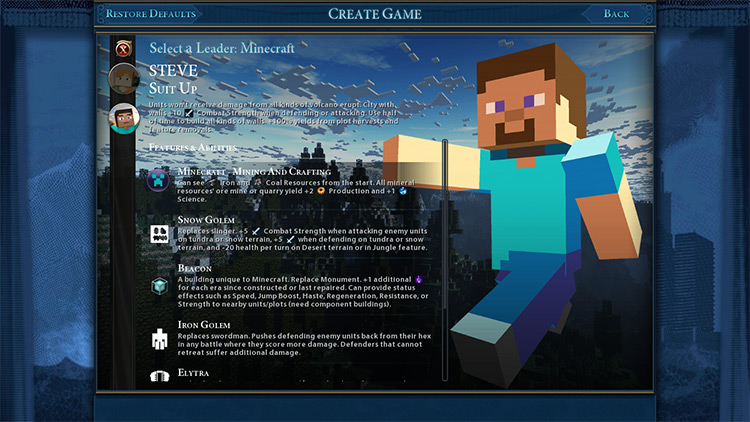 Steve & Alex Lead the Minecraft Civilization / Civ 6 Mod