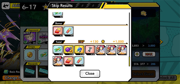 Main Quest: Stage 6-17 Normal (Skip x5) / My Hero Ultra Impact