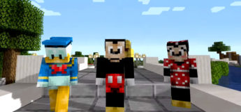 Mickey, Minnie, and Donald Duck in Minecraft