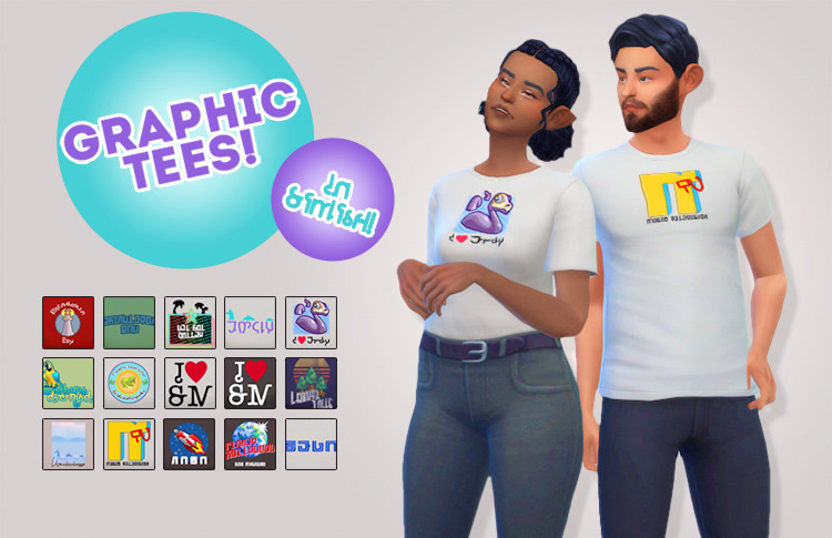 Simlish Graphic Tees for Sims 4