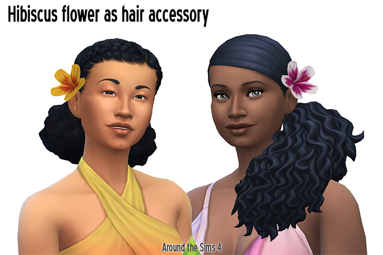 Hibiscus Flower Hair Accessory Sims 4 CC