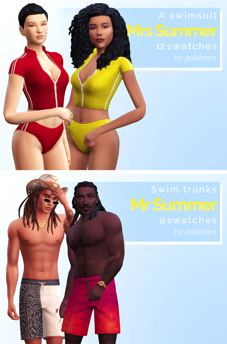 Mr & Mrs Summer Swimwear Set for Sims 4