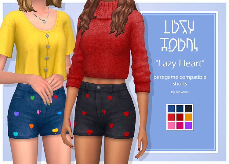 Lazy Heart Shorts (Girls) TS4 CC