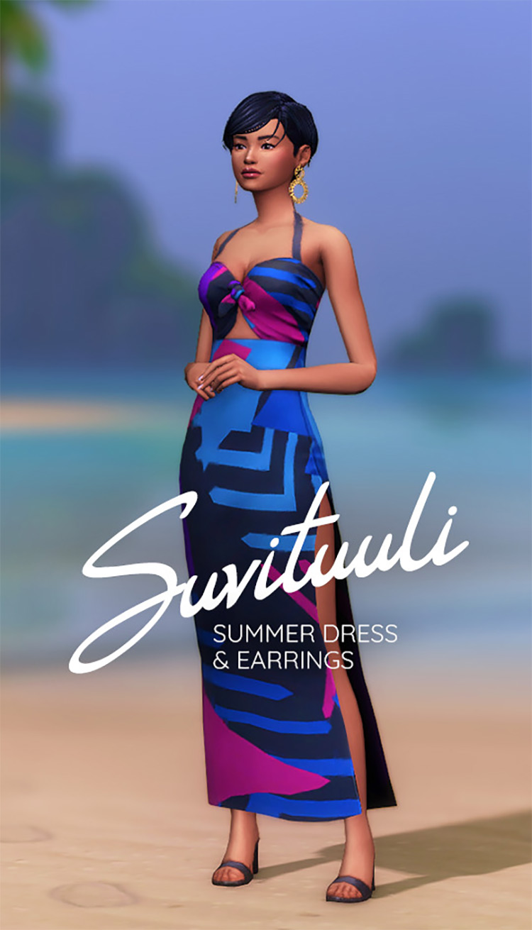 SUVITUULI Summer Dress + Earrings Sims 4 CC