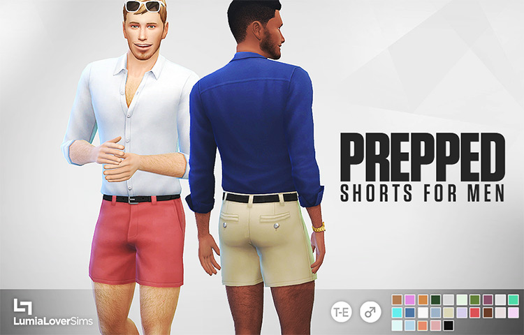 Prepped Shorts for Men Sims 4 CC