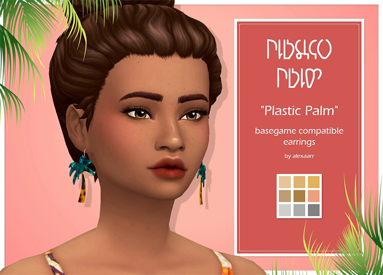 Plastic Palm Earrings for Sims 4