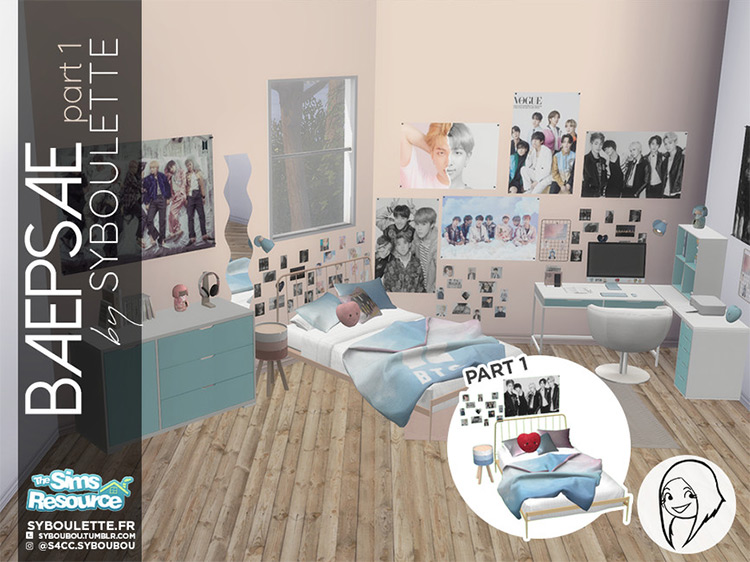 Baepsae Set – Kpop Bedroom (part 1) by Syboubou TS4 CC