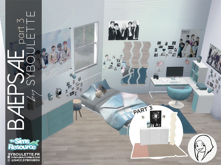 Baepsae Set – Kpop Bedroom (part 3) by Syboubou for Sims 4