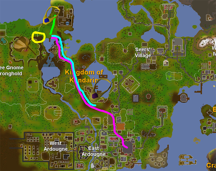 Otto’s hut Location and best routes on the map / OSRS