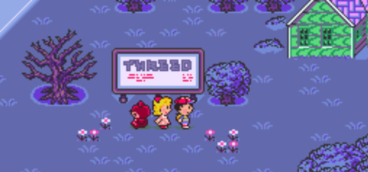 Threed City Sign in Earthbound (SNES)