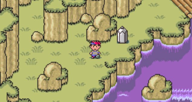 Pencil statue in Peaceful Rest Valley / Earthbound