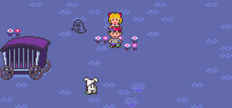 Ness and Paula walking in Threed (Earthbound)