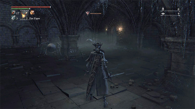 The spider-filled room – head straight to the door in the far back / Bloodborne