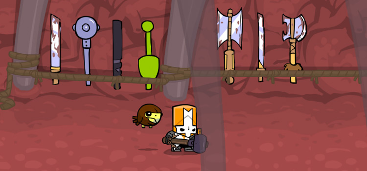 Orange Knight and Hawkster the Pet inside the Weapons Frog’s mouth