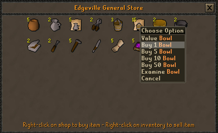 The store restocks a new bowl every 30 seconds. / OSRS