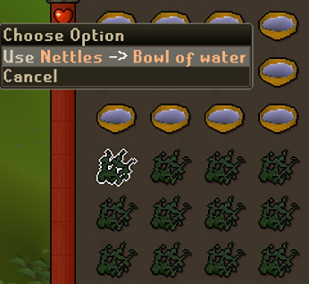 Selecting Nettles from your inventory / OSRS