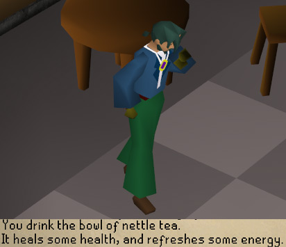 Character drinking nettle tea / OSRS