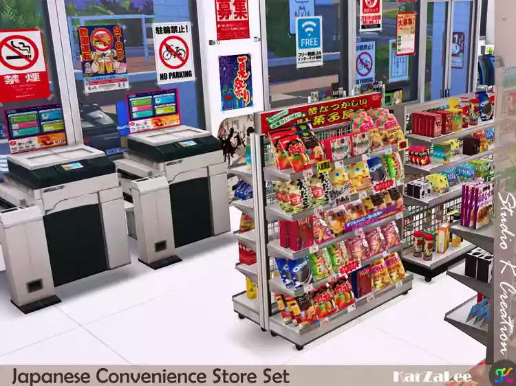 01 Japanese Convenience Store Set Sims4 Cc 