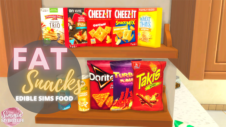 Interaktivní sada jídla Fat Snacks / Sims 4 CC