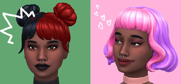 Sims 4 Split Dye Hair CC (Male + Female)