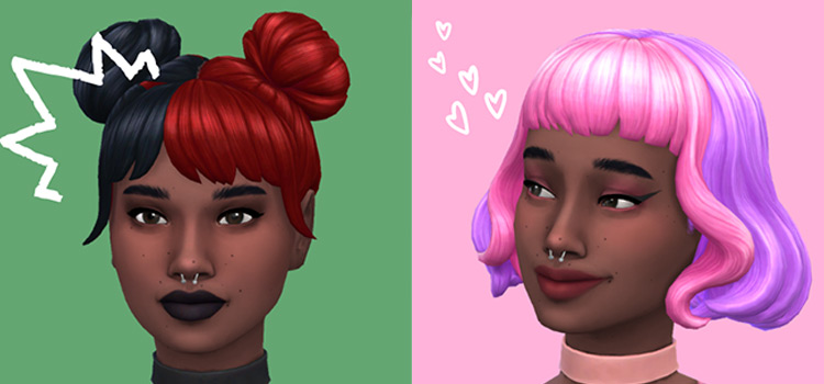 split color hair sims 4