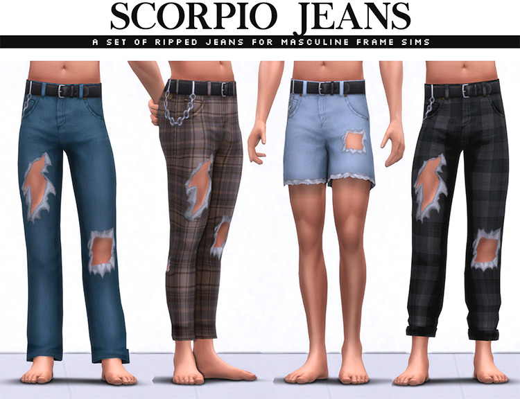 Scorpio Ripped Jeans CC for Sims 4