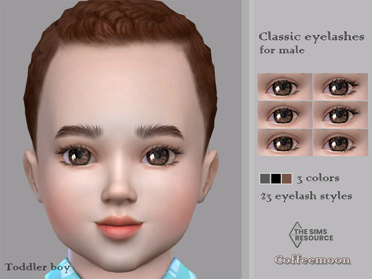 Classic Eyelashes for Male 3D (Toddler) by coffeemoon Sims 4 CC