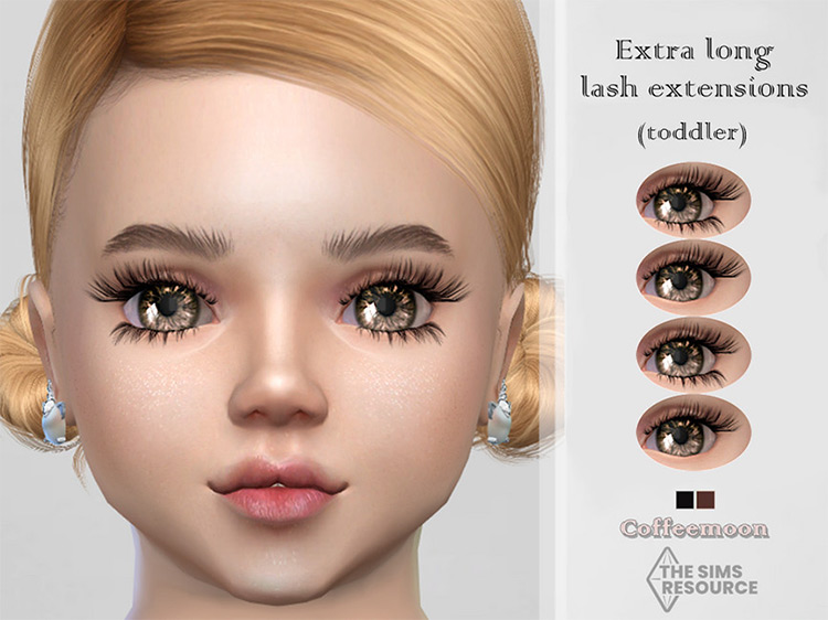 Extra Long Lash Extensions 3D (Toddler) by coffeemoon Sims 4 CC