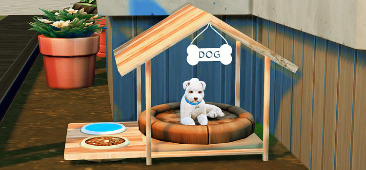Wooden Dog Bed Clutter CC (TS4)