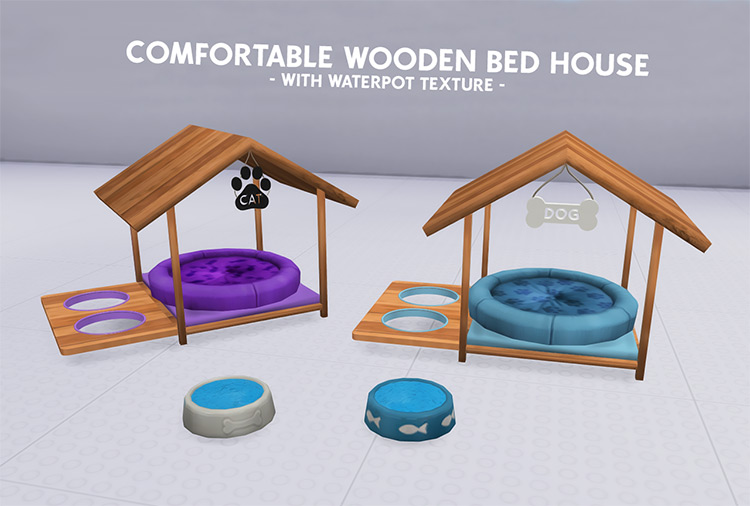 Comfortable Wooden Bed House w/ Waterpot Texture by redheadsims TS4 CC