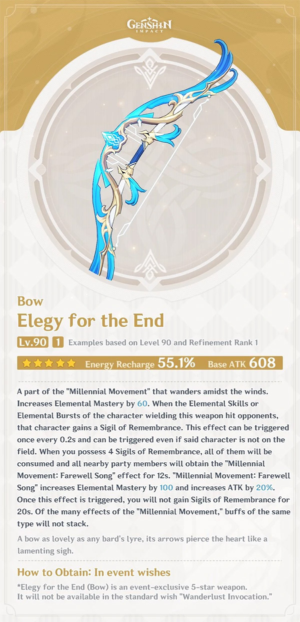 Elegy for the End official Genshin infographic / Genshin Impact