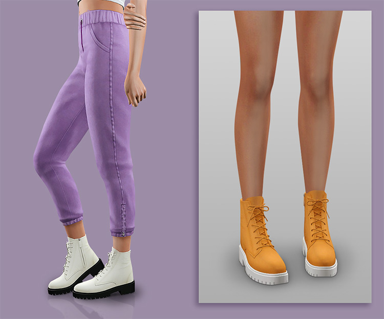 Textured Leather Ankle Boots TS4 CC